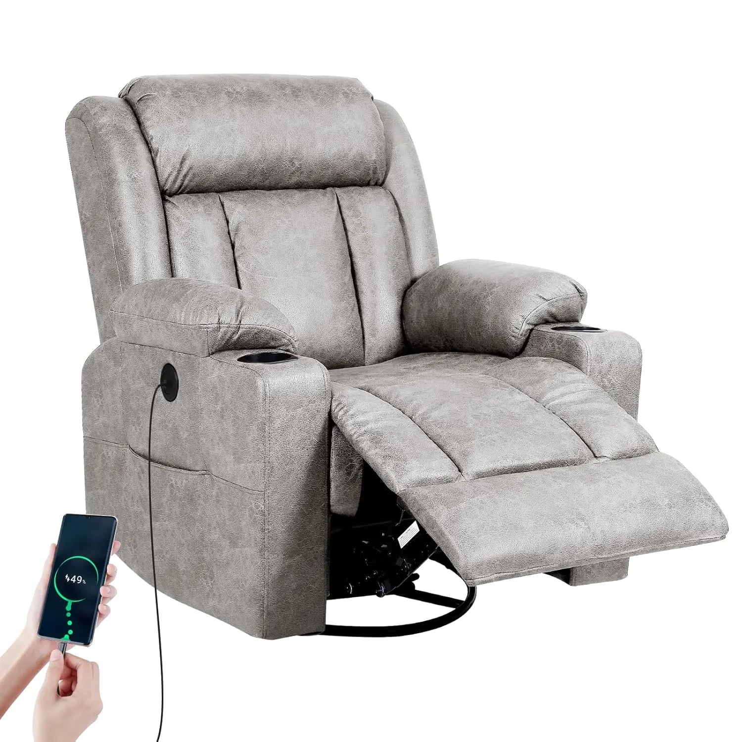 Rocking Recliner Chair With Massage And Heat 360 Swivel
