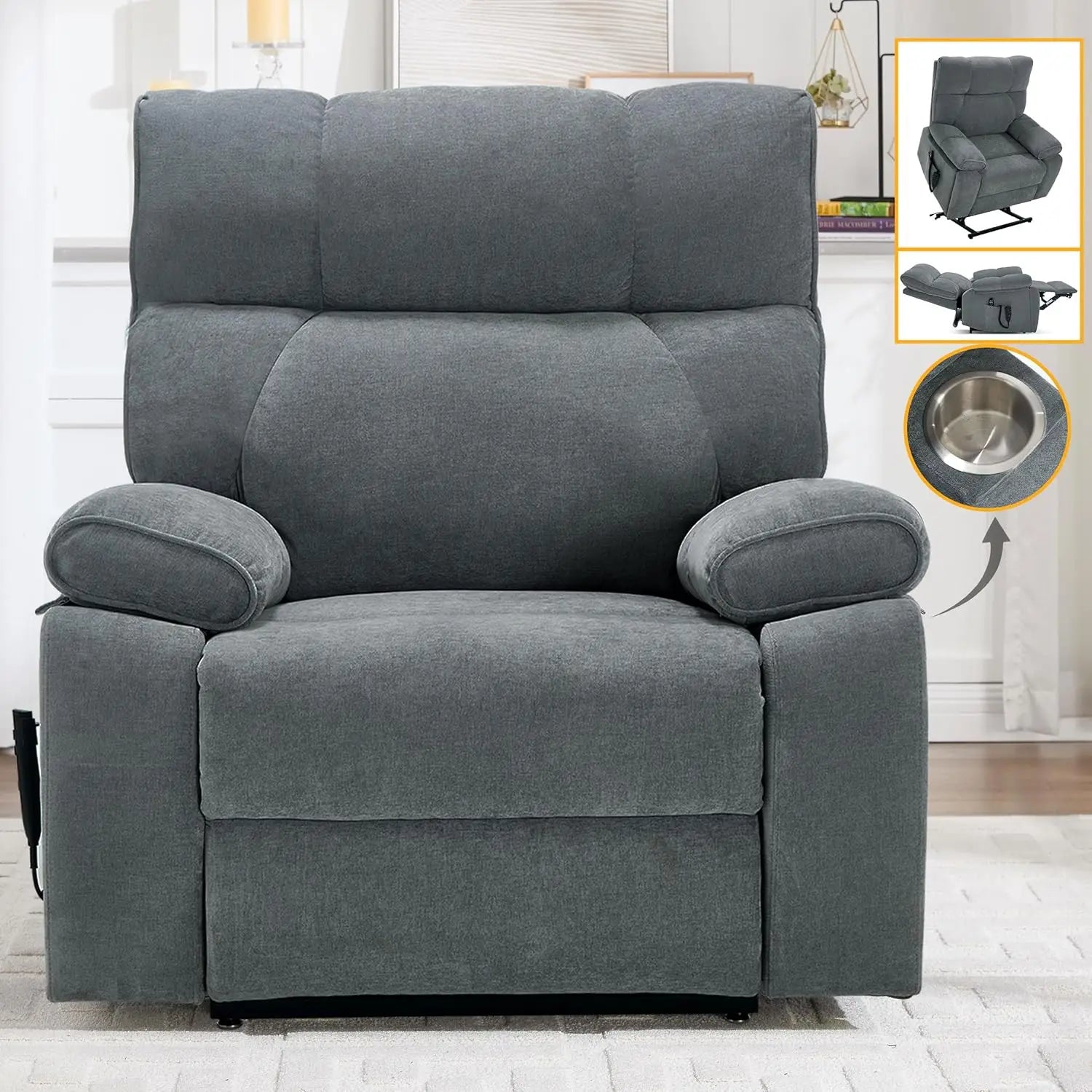 Dual Motor Power Lift Recliner Chair With Massage And Heat